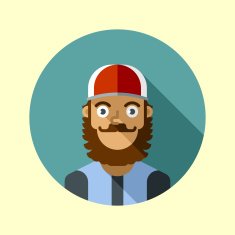 Hipster guy with beard and cap icons series N2