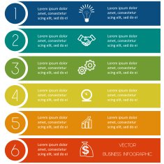Infographic template from Colourful strips six positions