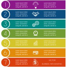 Infographic template from Colourful strips seven positions