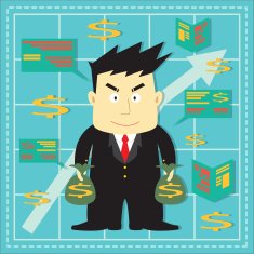 Cute Stock Market Investor Flat Cartoon N18