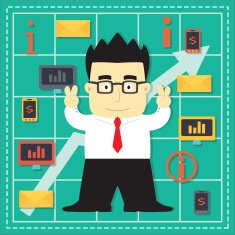 Cute Stock Market Investor Flat Cartoon N21