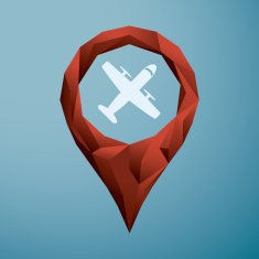 Airport location pin icon Low poly design vector for navigation