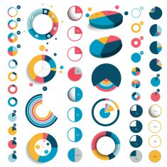 Mega set of 3d plastic and flat circle round charts
