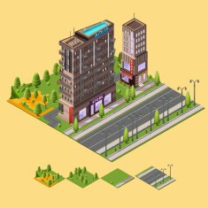 Isometric city concept 3D vector illustration