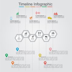 Timeline infographics with cell elements icons N2