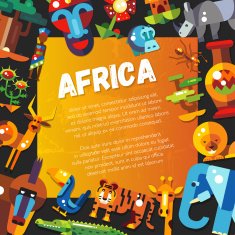 Postcard of flat design african icons and infographics elements with