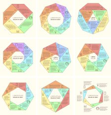 Set of polygonal infographic diagram