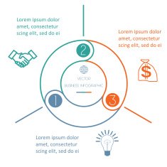 Multi-coloured ring Infographic three positions