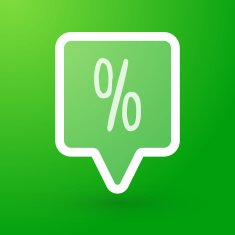 Square tooltip with a discount sign