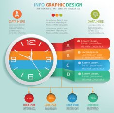 Clock info graphic design clean vector