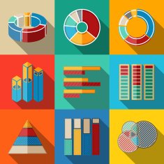 Set of modern flat infographic elements - pie charts graphics