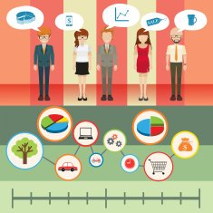 Infographic with people and graph