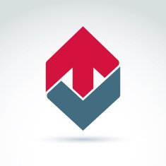 Vector abstract emblem with red up arrow ÂÂ direction sign