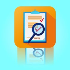 Flat Color Contract Icon With Magnifying Glass