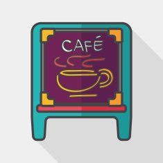 Coffee shop signs flat icon with long shadow eps10 N71