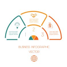 Lines Semicircle infographic three positions