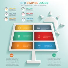 Solar sun info graphic design clean vector