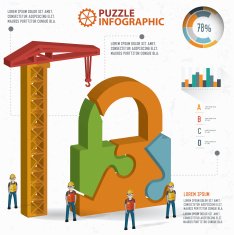 Lock puzzle three dimension graphic vector