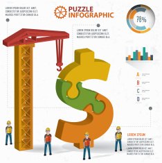 Dollar puzzle three dimension graphic vector