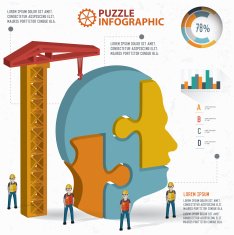 Head puzzle three dimension graphic vector