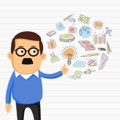 Businessman with various infographic elements