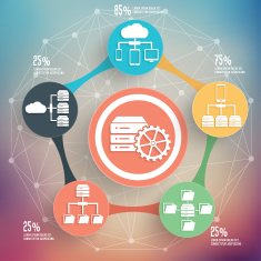 Database server info graphic design on blur background vector N3
