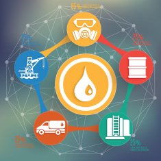 Oil industry info graphic design on blur background vector