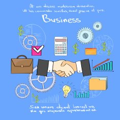 Briefcase Handshake Financial Chart Flat Vector