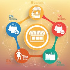 Shopping info graphic design on blur background vector N3