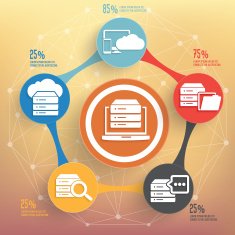 Database server info graphic design on blur background vector N5