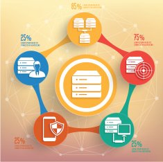 Database server info graphic design on blur background vector N6
