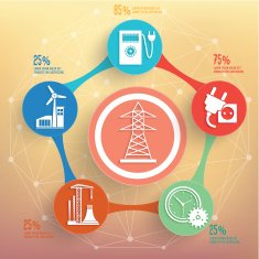 Energy and industry info graphic design on blur background vector