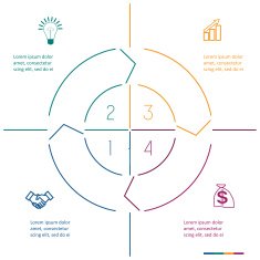 Infographic circle colourful lines four positions