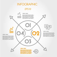 linear infographic template with ring and arrow