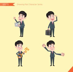 Set of drawing flat character style business office worker activities N8