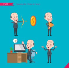Set of drawing flat character style business concept ceo activities N11