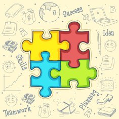 Stylish creative business infographic elements with puzzle