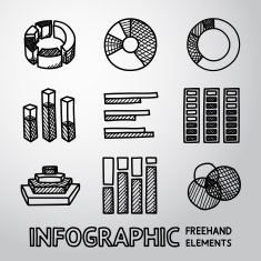 Set of hand drawn infographic elements - pie charts graphics N2