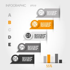 orange and grey infographic labels with graph