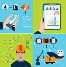Set of gas fuel station car oil petrol flat icons