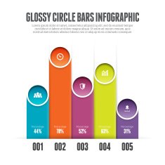 Glossy Circle Bars Infographic