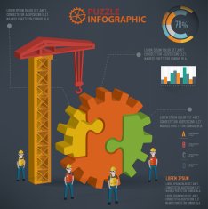 Gear puzzle info graphic design three dimension vector
