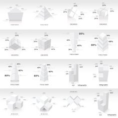 White infographic 3d Graph template Vector N3
