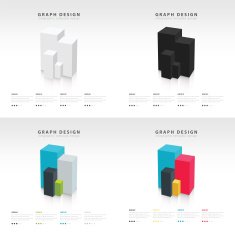 3D Vector abstract squares and cubes infographic template set