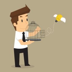 businessman release idea bulb