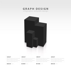 Black style 3D Vector abstract squares and cubes infographic tem