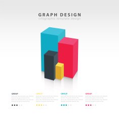 4 color 3D Vector abstract squares and cubes infographic templat