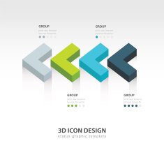 4 color 3d Pointer icon infographic design N2
