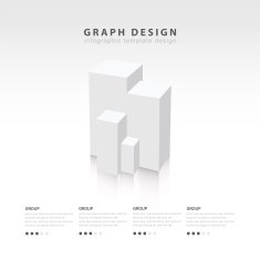 White color 3D Vector abstract squares and cubes infographic tem N2