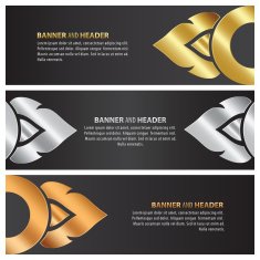 gold silver and bronze banner template design lai thai set